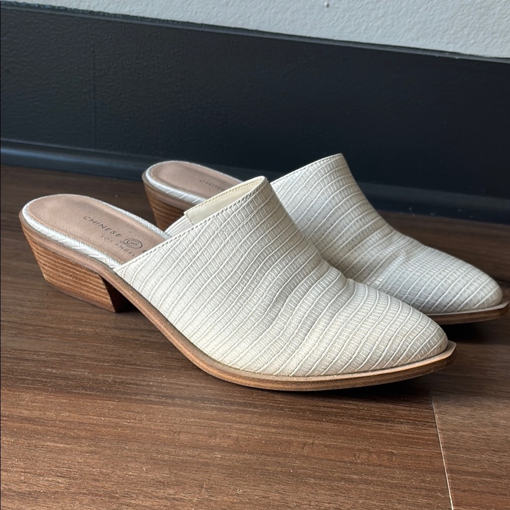 Chinese Laundry White Mules